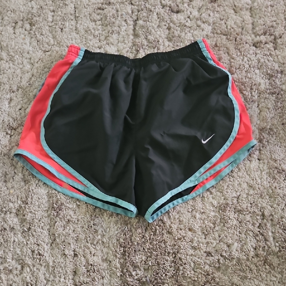 Nike Women's Dark Grey and Coral Athletic Shorts
